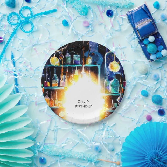 Boho Fun Chemistry Scientist Birthday Paper Plate (Party)