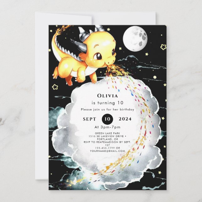 Boho Fun Dragon Birthday  Invitation (Front)