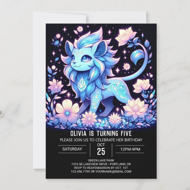 Boho Fun Lion Digital Birthday Invitation (Front)