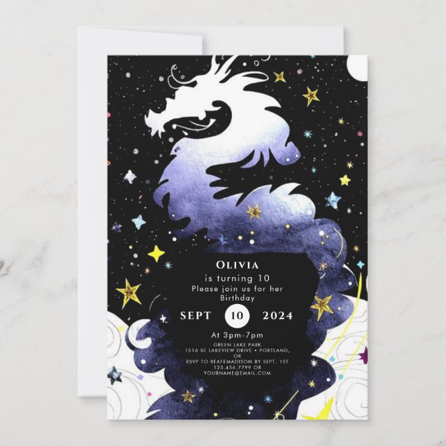 Boho Fun Magic Dragon Birthday Invitation (Front)