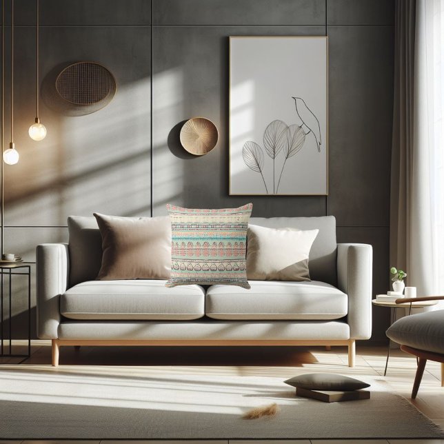 Boho fun pattern cushion (Vibrant fun boho throw pillow.)