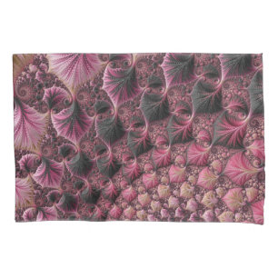 Boho Funky Eclectic Pink Black Abstract Fractal Pillowcase