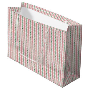 Boho Funky Retro Eclectic Pastel Christmas Stripe Large Gift Bag