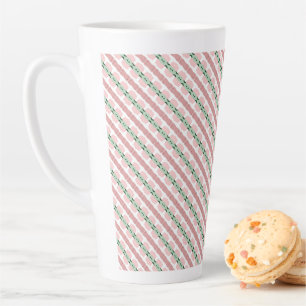 Boho Funky Retro Eclectic Pastel Christmas Stripe Latte Mug