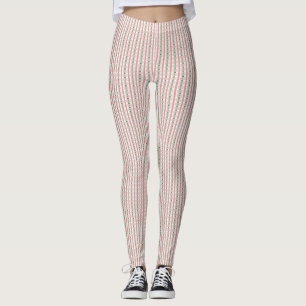 Boho Funky Retro Eclectic Pastel Christmas Stripe Leggings