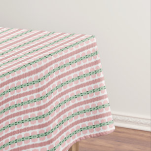 Boho Funky Retro Eclectic Pastel Christmas Stripe Tablecloth