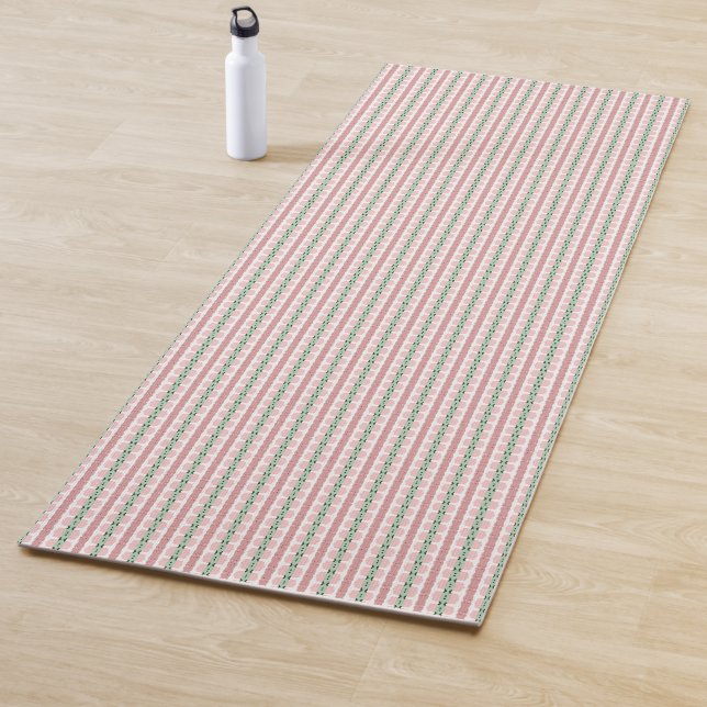 Boho Funky Retro Eclectic Pastel Christmas Stripe Yoga Mat (In Situ)
