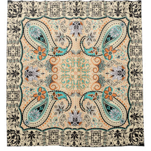 Boho Funky Trendy Retro Abstract Pattern Shower Curtain