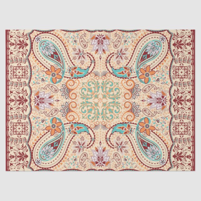 Boho Funky Trendy Retro Abstract Pattern Tissue Paper (Front)