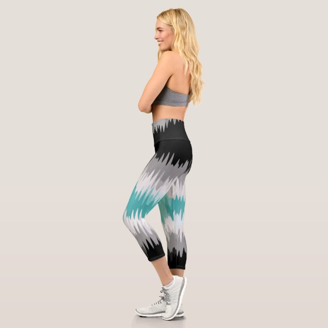 Boho Funky Wavy Abstract Libramasculine Pride Flag Capri Leggings (Left)