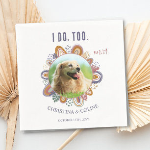 Boho Funny Pet Dog Cat Photo Personalised Wedding Napkin