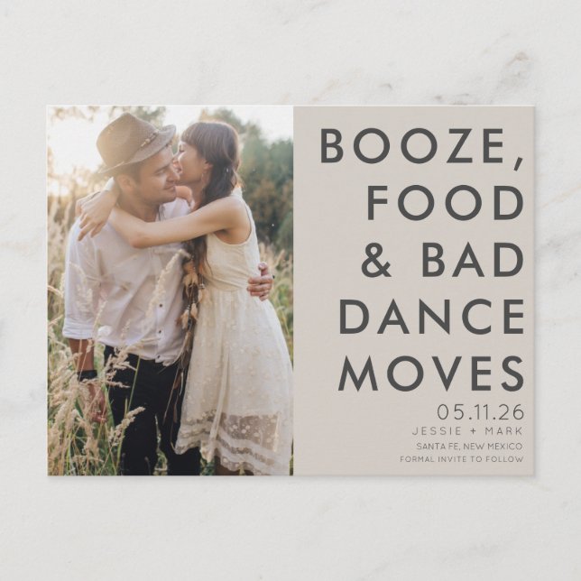 Boho Funny Photo Wedding Save the Date Announcement Postcard (Front)