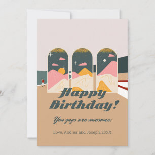 Boho Futurdelic Personalised Birthday Flat Card