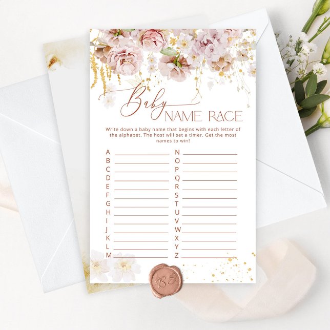 Boho garden flowers Baby name race game (Creator Uploaded)