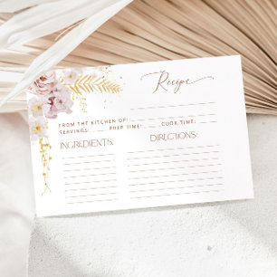 Boho garden flowers bridal shower recipe card