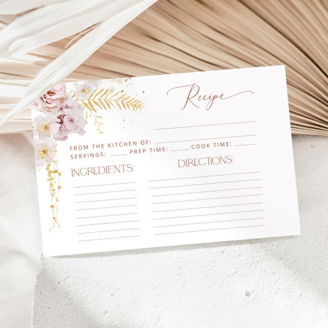 Boho garden flowers bridal shower recipe card (Creator Uploaded)