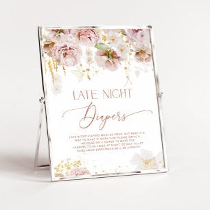 Boho garden flowers Late Night Diapers Poster