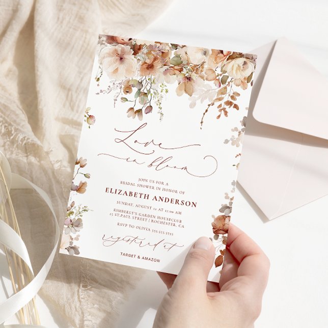 Boho Garden Flowers Love in Bloom Bridal Shower  Invitation (Creator Uploaded)