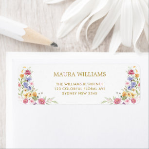 Boho Garden Flowers Wedding Party Return Address Label