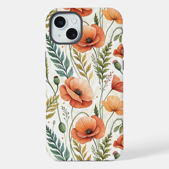Boho Garden of Beautiful Poppies iPhone Case (Back)