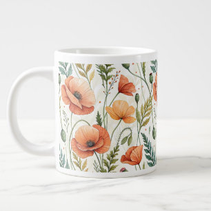 Boho Garden of Beautiful Poppies Large Coffee Mug
