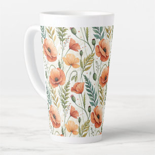 Boho Garden of Beautiful Poppies Latte Mug