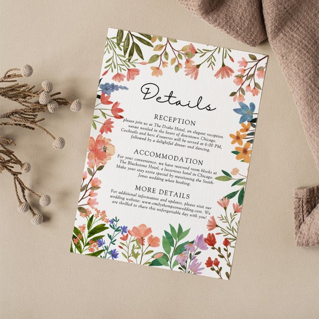 Boho Garden of Wildflowers Wedding Details Enclosure Card (Creator Uploaded)