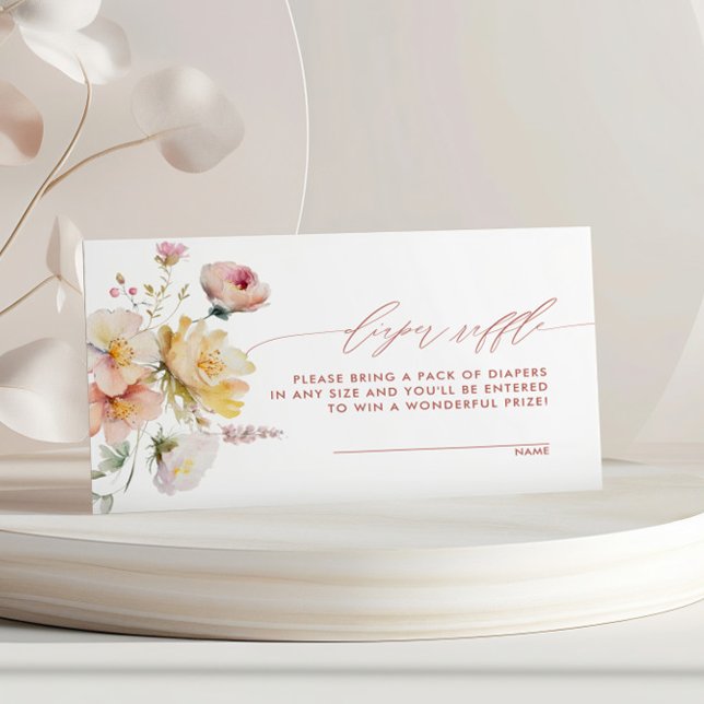 Boho Garden Rose Flowers Diaper Raffle Enclosure Card (Creator Uploaded)