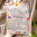 Boho garden summer floral 2 photo initials wedding invitation<br><div class="desc">Boho garden summer floral 2 photos monogram initials wedding featuring pretty hand painted wildflowers in pink,  yellow,  blue,  purple,  red and orange,  a frame of flowers with an elegant script typography. with a white overly for your photo.</div>