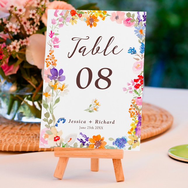 Boho garden summer floral wildflowers wedding table number (Boho garden summer floral wildflowers wedding table number)