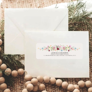 Boho Garden Watercolor Wildflower Wedding Return Address Label