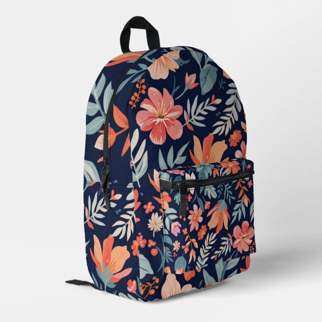 Boho Garden Whimsy – Floral Pattern Backpack (Back Corner Left)