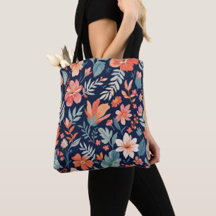 Boho Garden Whimsy – Tropical Floral Canvas Tote B Bag