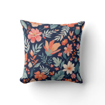 Boho Garden Whimsy – Tropical Floral Throw Pillow