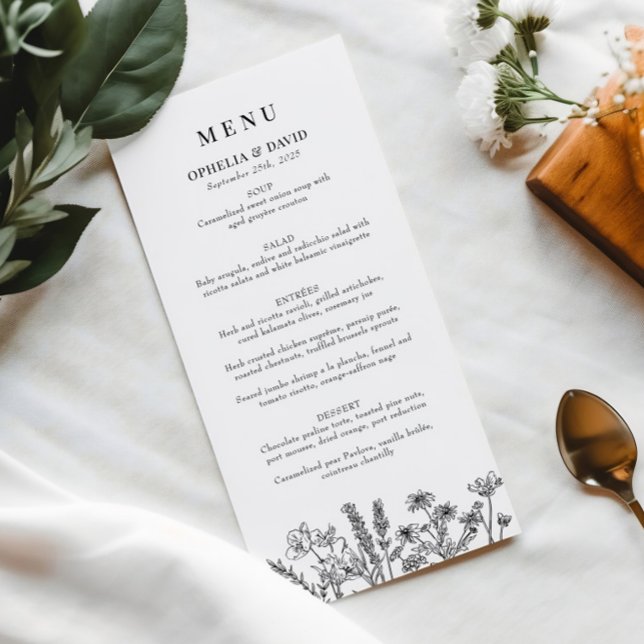 Boho Garden Wildflower Wedding Reception Menu (Creator Uploaded)