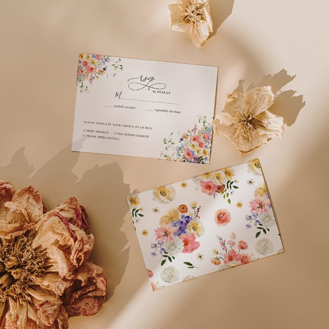 Boho Garden Wildflower | Wedding RSVP Card (Creator Uploaded)