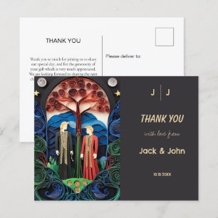 Boho Gay Wedding Thank You  Postcard