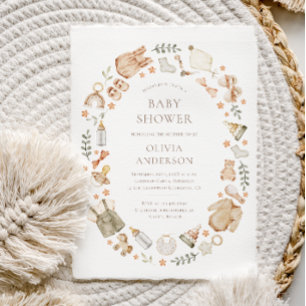 Boho Gender Neutral Baby Clothes Baby Shower  Invitation