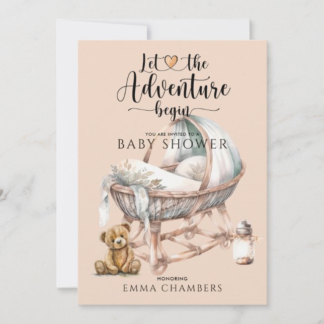 Boho Gender Neutral Baby Crib Baby Shower  Invitation (Front)