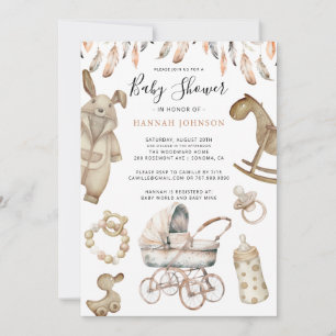 Boho Gender Neutral Baby Toys Baby Shower Invitation