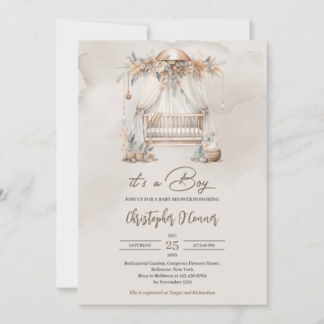 Boho Gender neutral earthy nursery nook Invitation (Front)