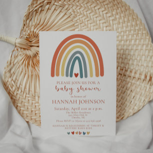 Boho Gender Neutral Rainbow Baby Shower Invitation