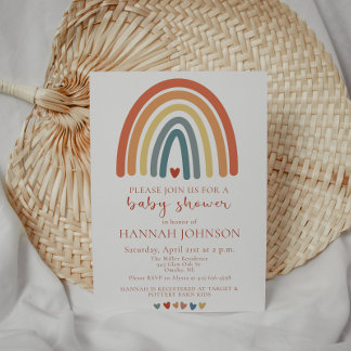 Boho Gender Neutral Rainbow Baby Shower Invitation