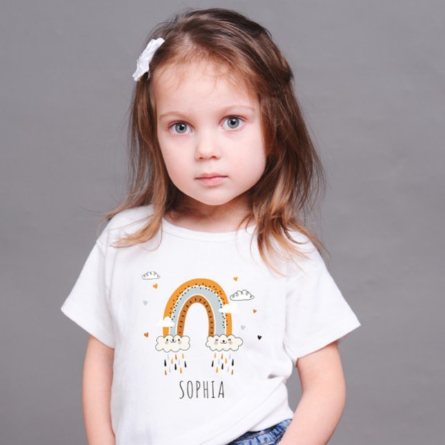 Boho Gender Neutral Rainbow Personalised Baby T-Shirt (Creator Uploaded)