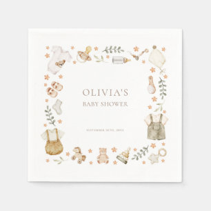 Boho Gender Neutral  Vintage Baby Clothes Shower Napkin