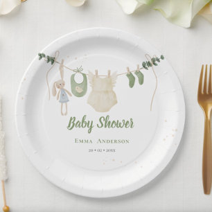 Boho Gender Neutral Vintage Baby Rustic Shower Paper Plate