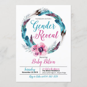 Boho Gender Reveal Invitation