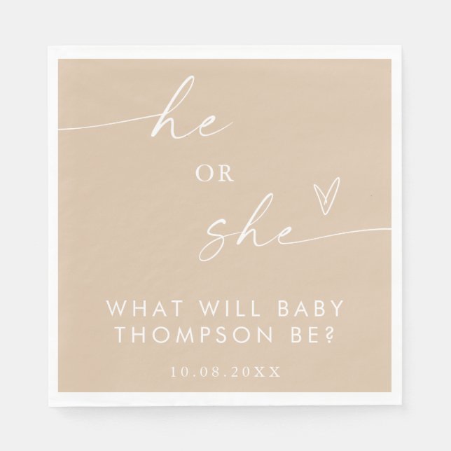 Boho Gender Reveal Paper Napkin | Gender Neutral  (Front)