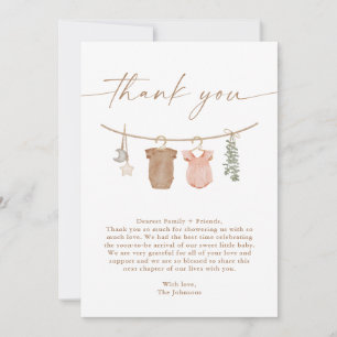 Boho Gender Reveal Thank You Card   Neutral Reveal