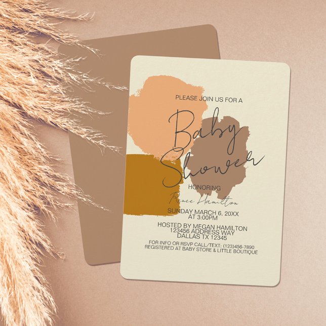 Boho Gender Terracotta Blush Neutral Baby Shower Invitation (Creator Uploaded)